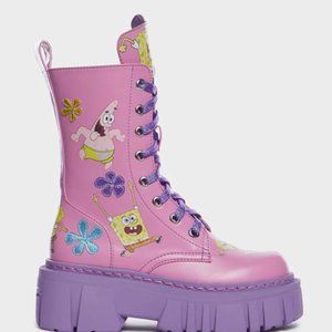 Sponge Bob Bikini Bottom Besties Combat Boots Vegan Leather